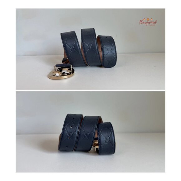 Authentic Gucci Black Guccissima Leather Gold Interlocking G Buckle Belt 85/34 - Picture 8 of 13